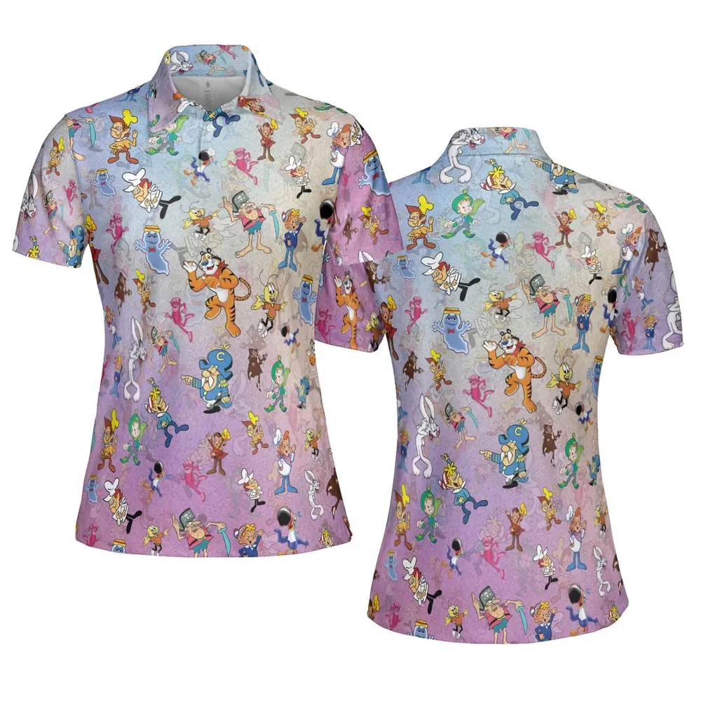 80s 90s Commercial Cereal Mascots AOP Men/Women Polo Shirt - 5