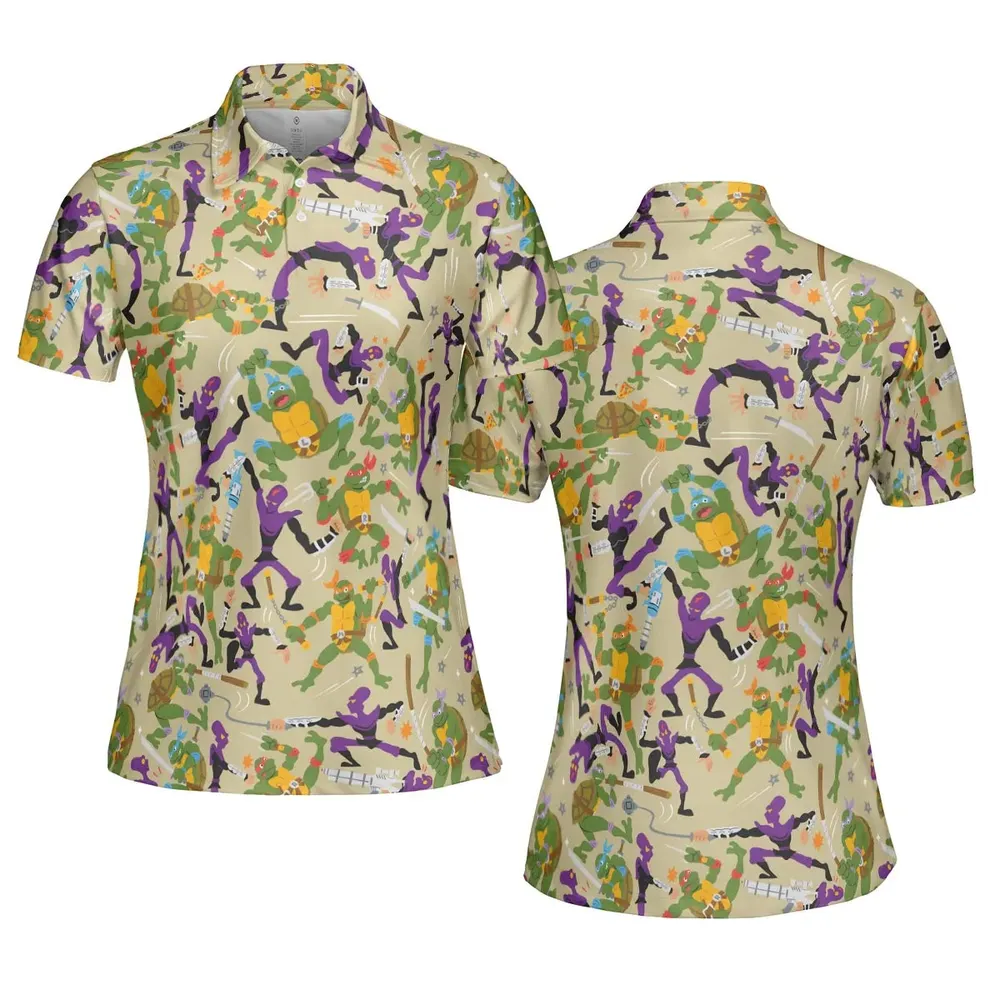 Green and Purple Battle TMNT AOP Men/Women Polo Shirt - 5
