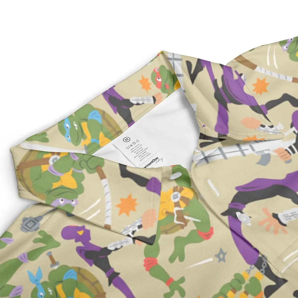 Green and Purple Battle TMNT AOP Men/Women Polo Shirt - 3