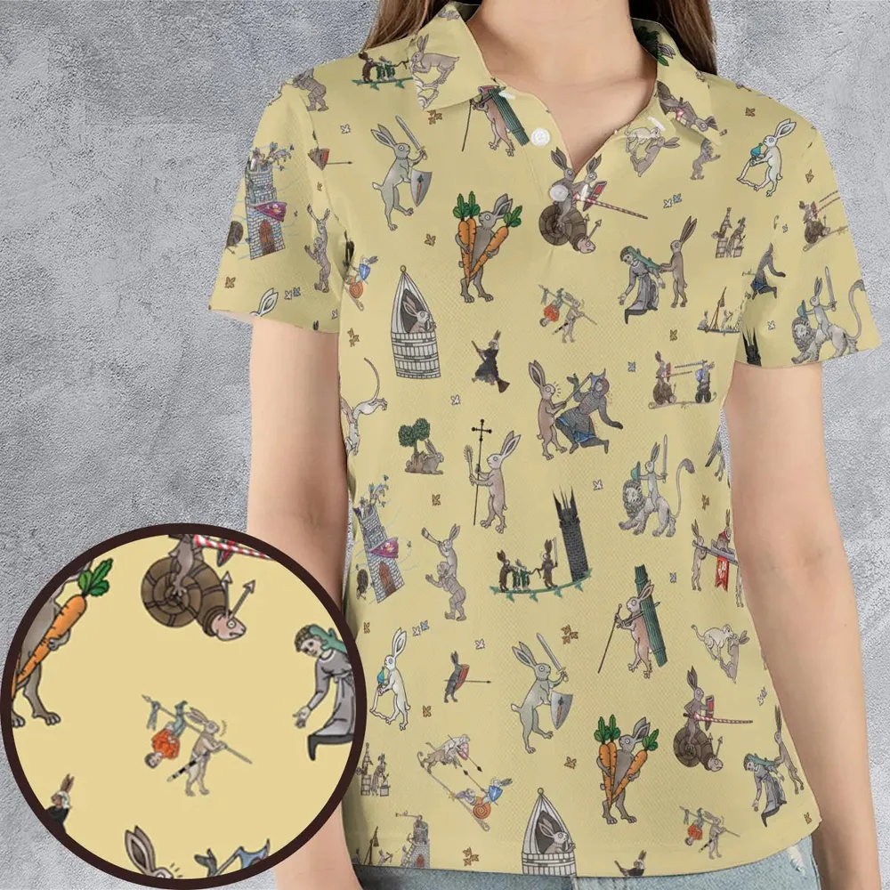 Killer Rabbit The Medieval Marginalia AOP Men/Women Polo Shirt - 4