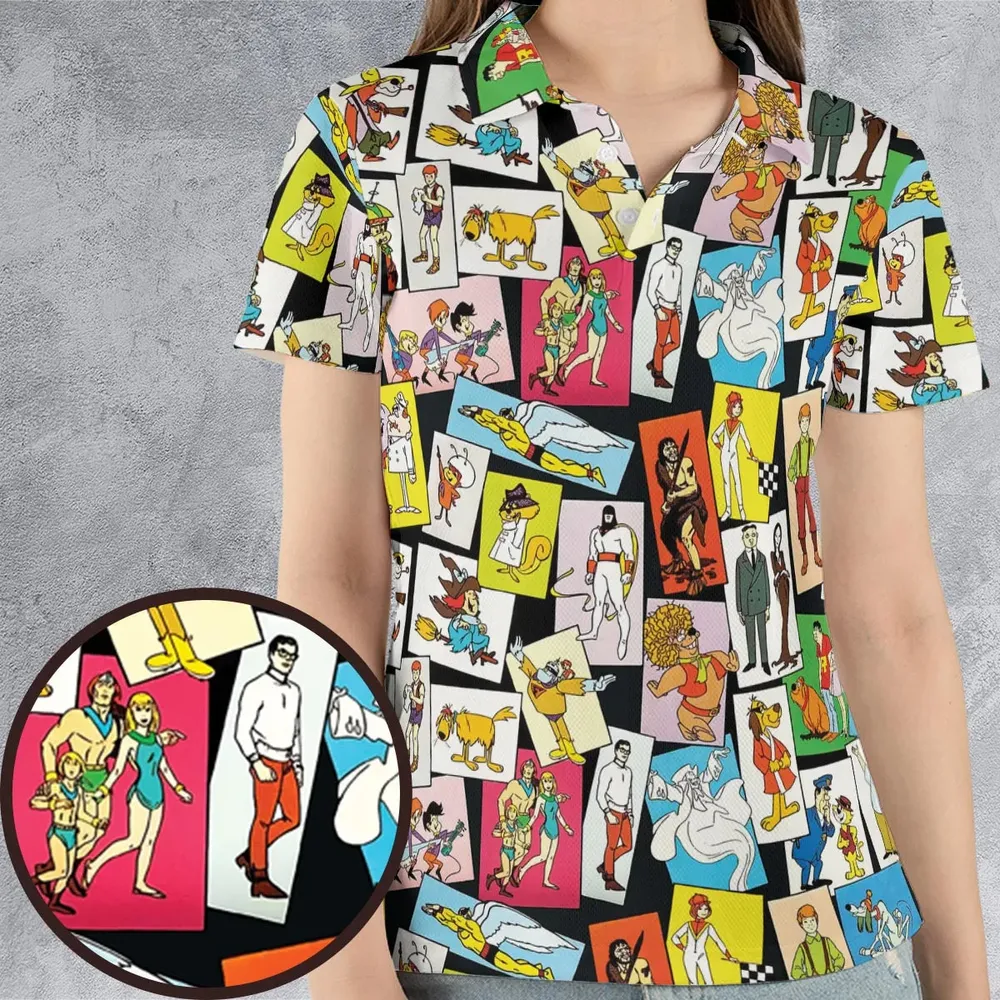 Back To The Day Old Cartoon Shows AOP Men/Women Polo Shirt - 4