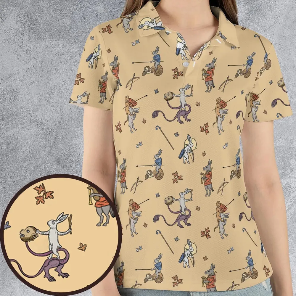 The Medieval Marginalia Killer Rabbit Monty Python AOP Men/Women Polo Shirt - 4