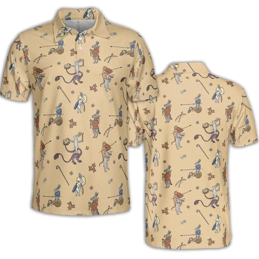 The Medieval Marginalia Killer Rabbit Monty Python AOP Men/Women Polo Shirt - 2