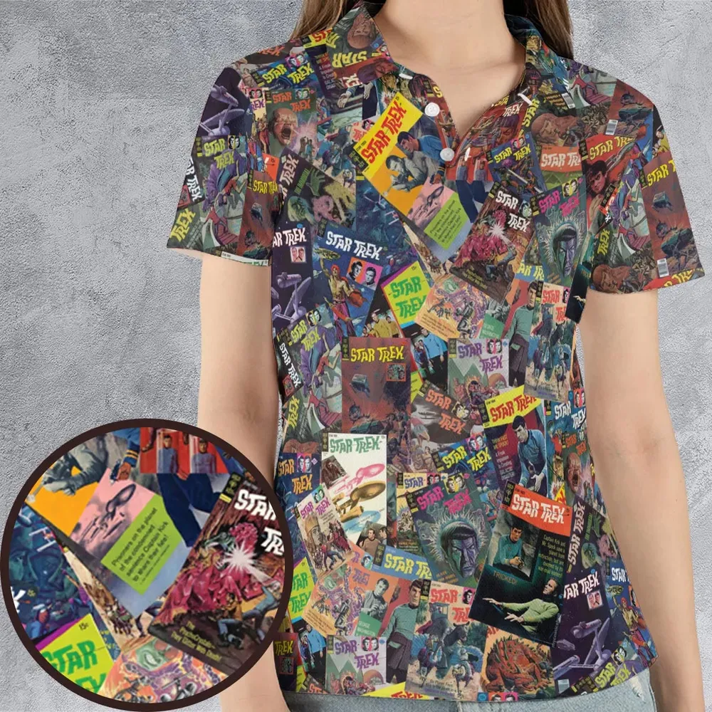 Vintage 1970s Star Trek Comic Books Collage AOP Men/Women Polo Shirt - 4