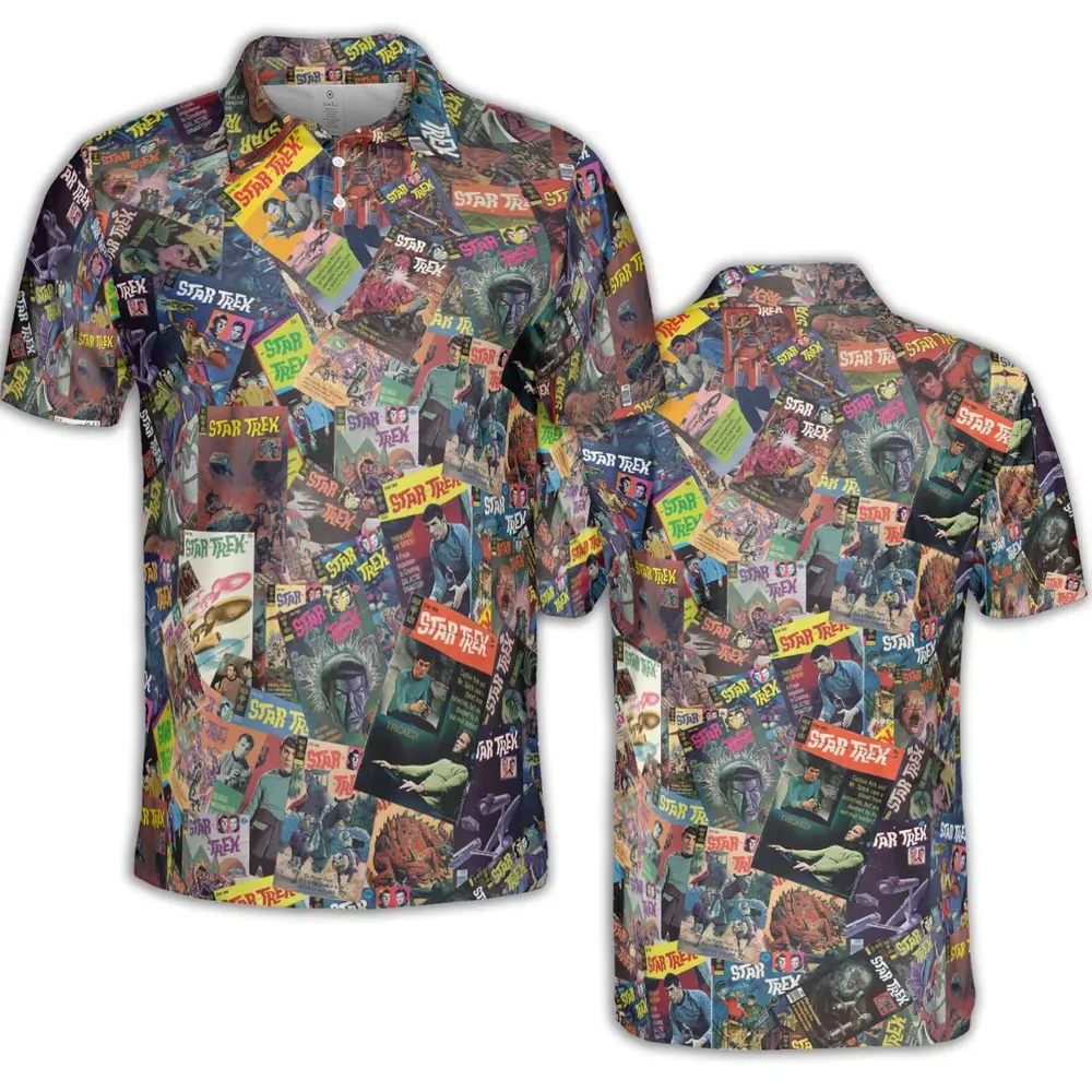 Vintage 1970s Star Trek Comic Books Collage AOP Men/Women Polo Shirt - 2