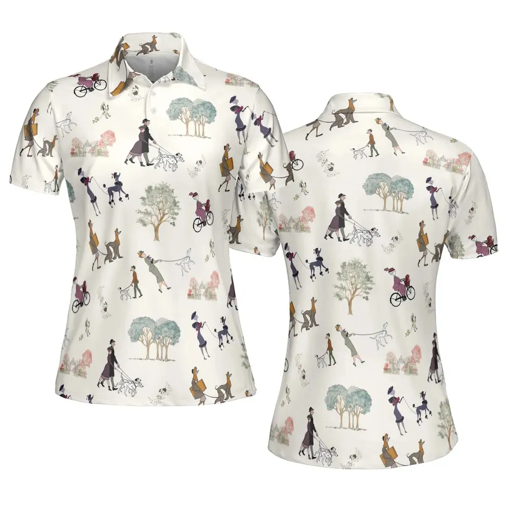 Dog Walking Look Alikes 101 Dalmations AOP Men/Women Polo Shirt - 5