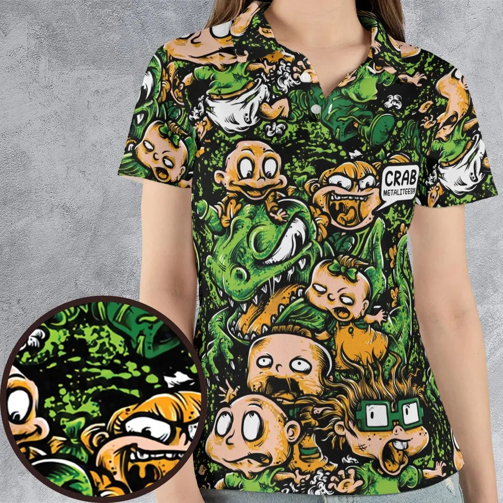 Old Skool Saturday Morning Rugrats AOP Men/Women Polo Shirt - 4