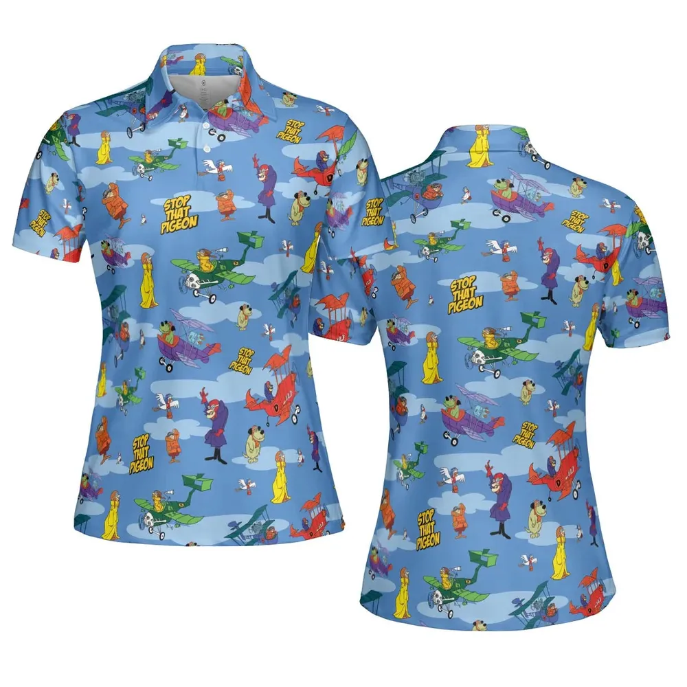 Stop That Pigeon Dastardly and Muttley in Their Flying Machines AOP Men/Women Polo Shirt - 5