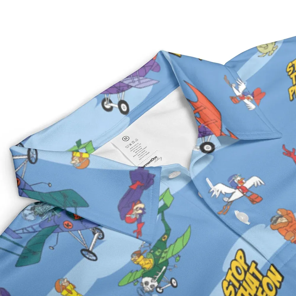Stop That Pigeon Dastardly and Muttley in Their Flying Machines AOP Men/Women Polo Shirt - 3