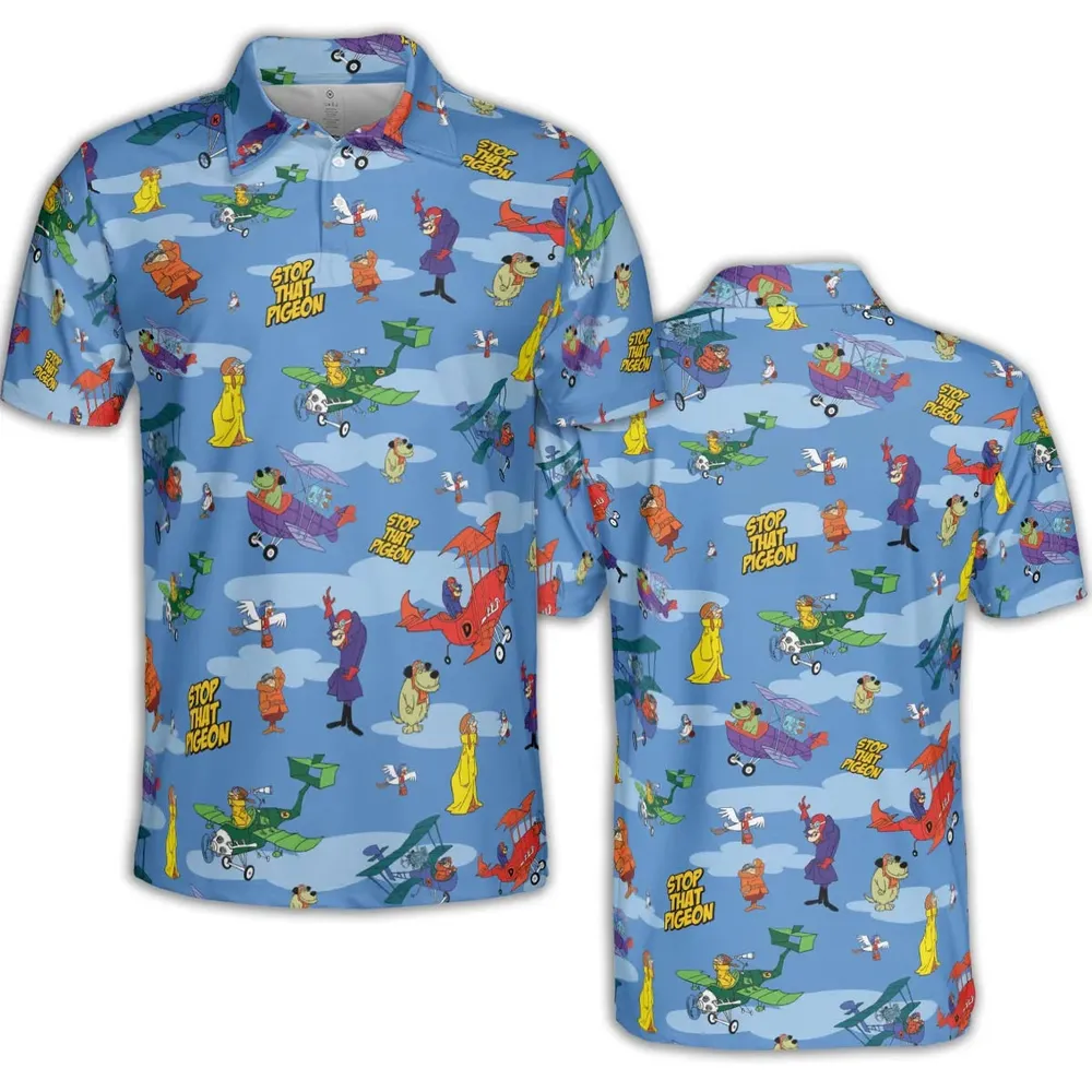 Stop That Pigeon Dastardly and Muttley in Their Flying Machines AOP Men/Women Polo Shirt - 2