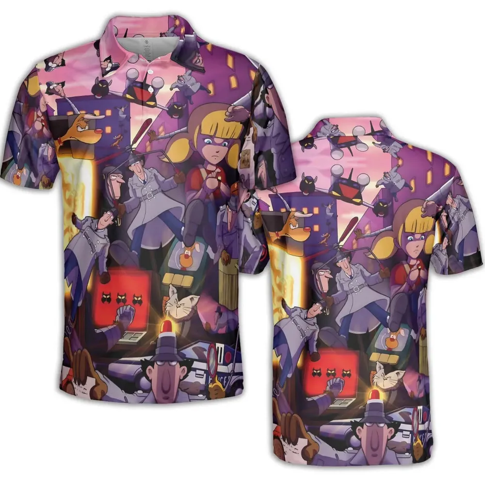 80s Cartoon Inspector Gadget Collage AOP Men/Women Polo Shirt - 2
