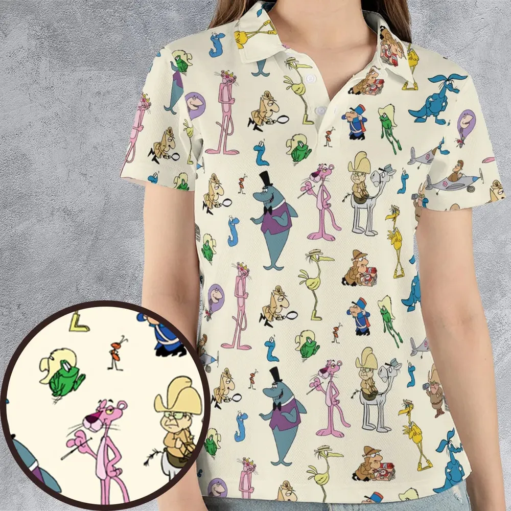 Just happens to be Pink Panther AOP Men/Women Polo Shirt - 4