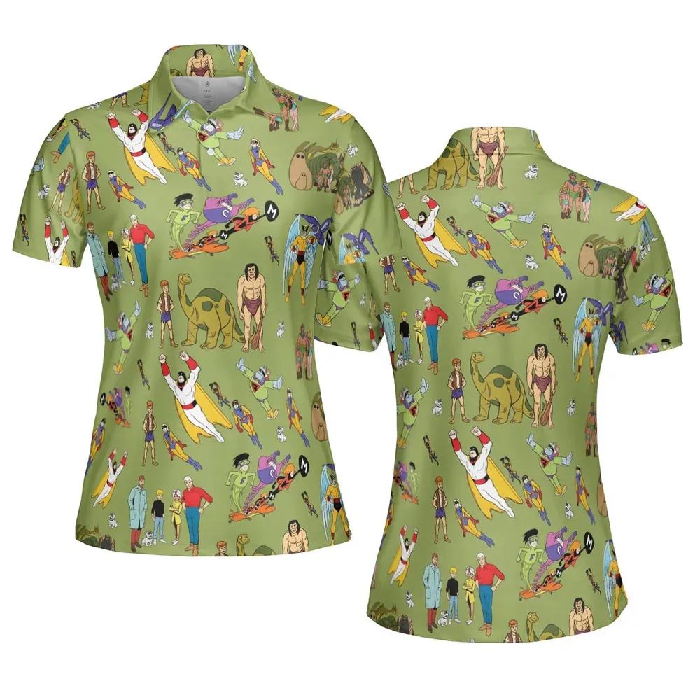 60s Vintage Characters AOP Men/Women Polo Shirt - 5