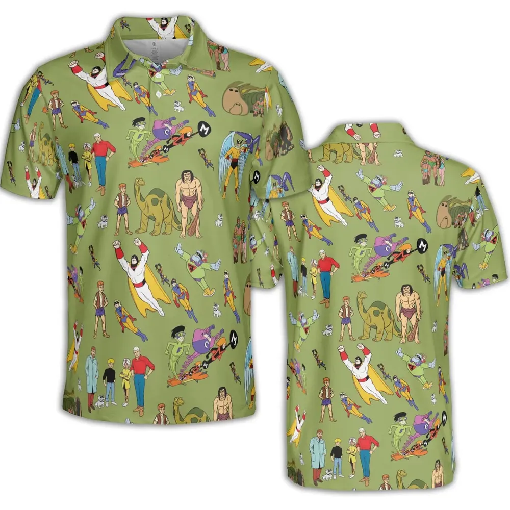 60s Vintage Characters AOP Men/Women Polo Shirt - 2