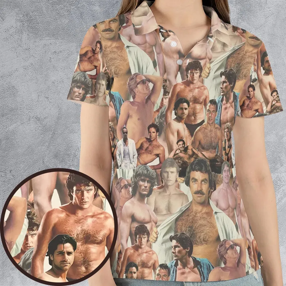 Vintage Hunks of The 80s AOP Men/Women Polo Shirt - 4