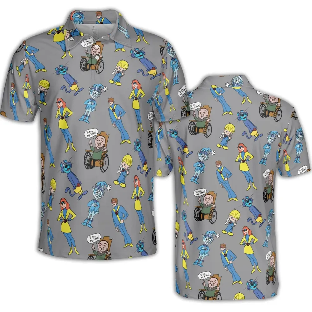 70s Saturday Morning Superhero Cartoon AOP Men/Women Polo Shirt - 2
