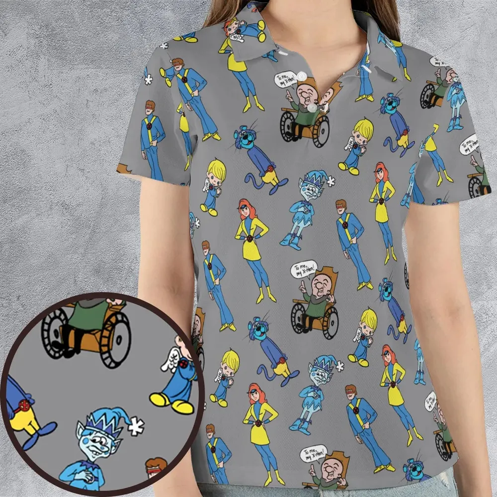 70s Saturday Morning Superhero Cartoon AOP Men/Women Polo Shirt - 4