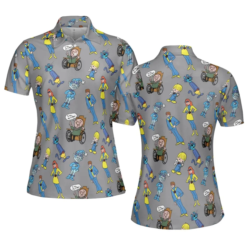 70s Saturday Morning Superhero Cartoon AOP Men/Women Polo Shirt - 5