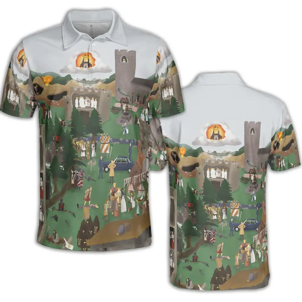 England 932 A.D Monty Python and The Holy Grail AOP Men/Women Polo Shirt - 2