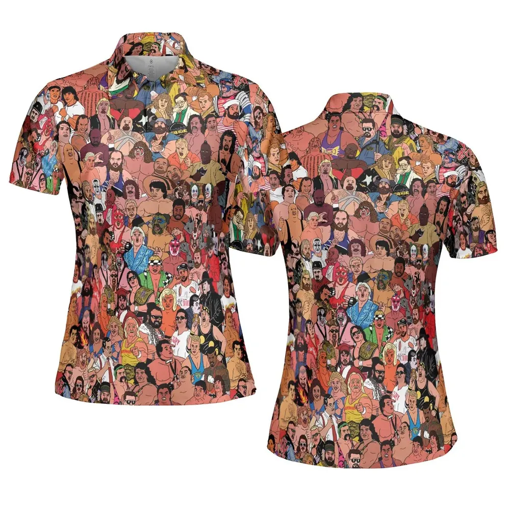 90s Professional Wrestlers AOP Men/Women Polo Shirt - 5