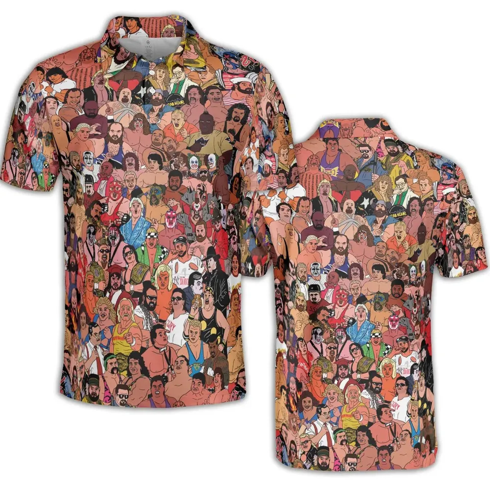 90s Professional Wrestlers AOP Men/Women Polo Shirt - 2