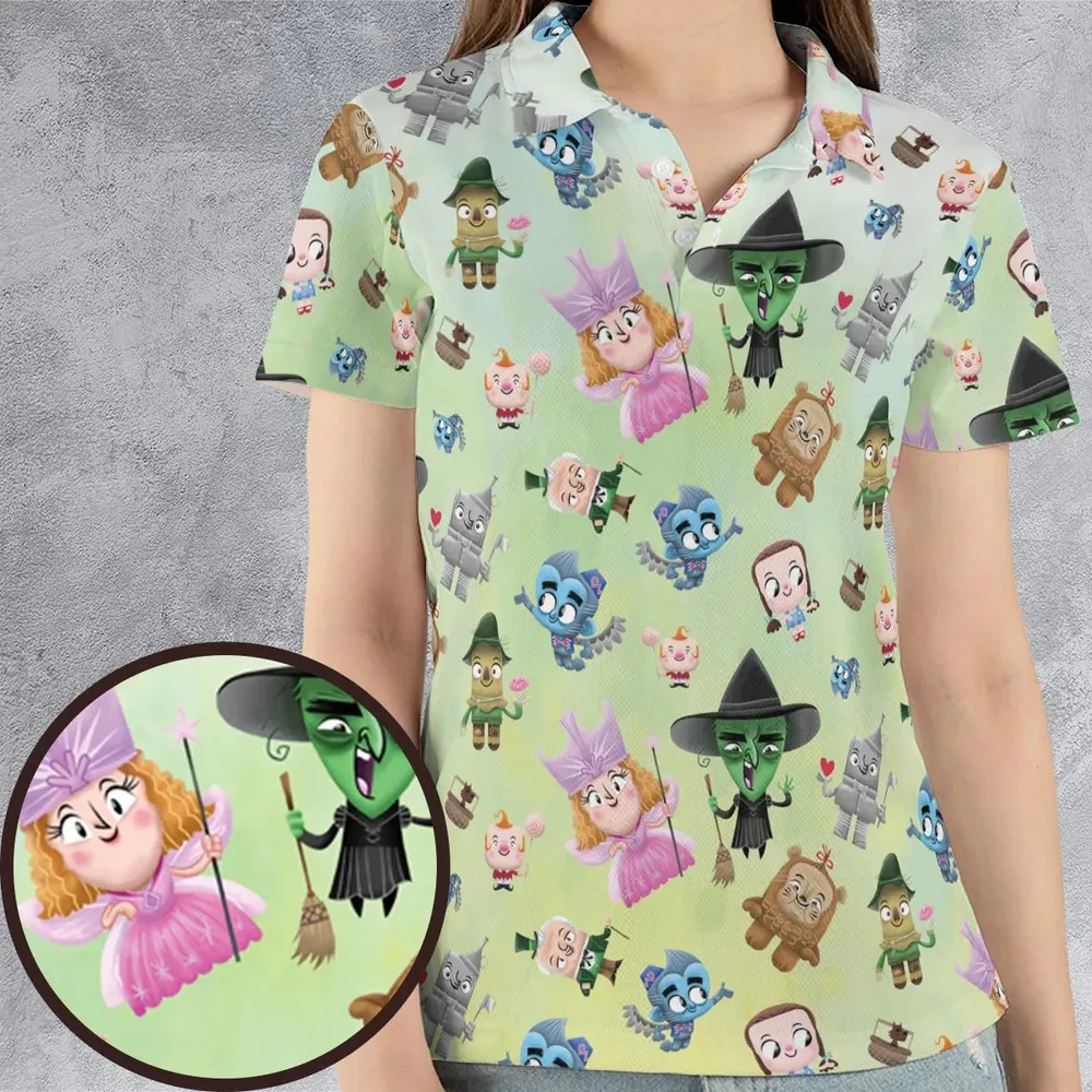 Glinda and Elphaba Meet and Greet AOP Men/Women Polo Shirt - 4