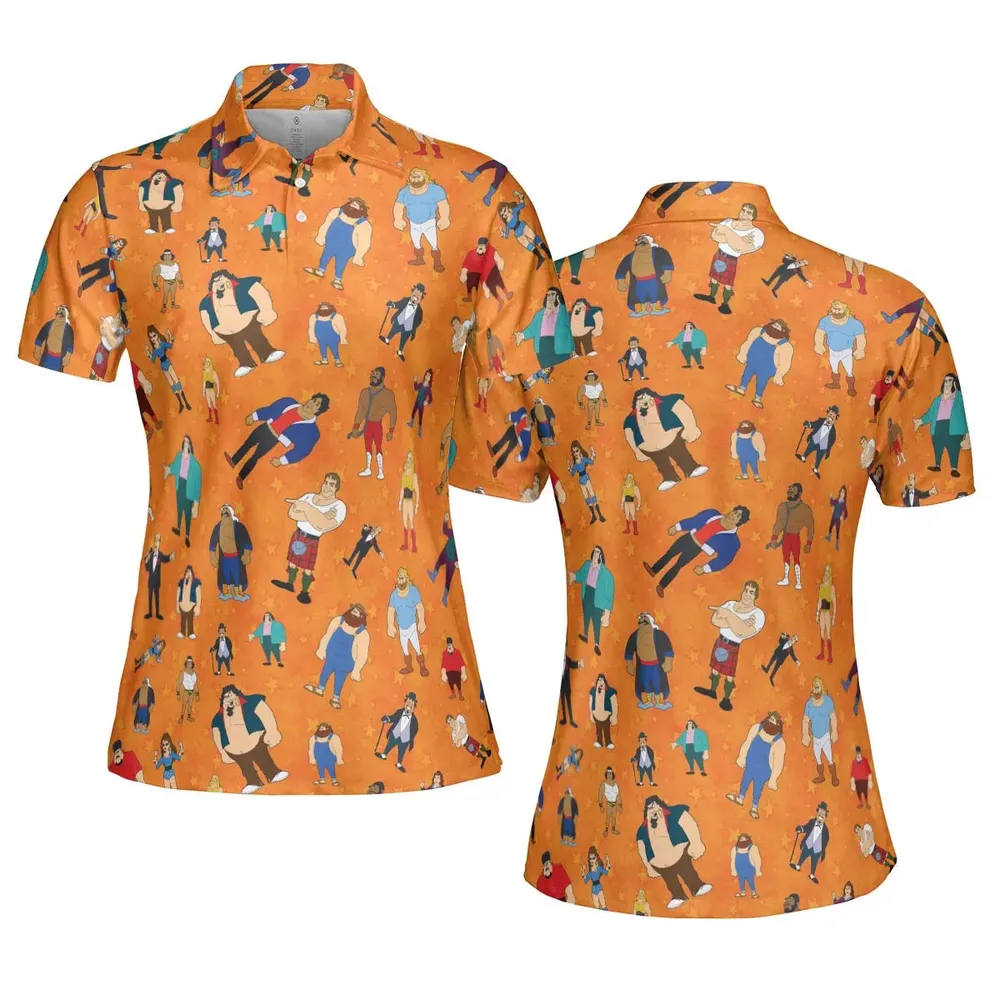 80s Hulk Rock 'n' Wrestling Characters AOP Men/Women Polo Shirt - 5