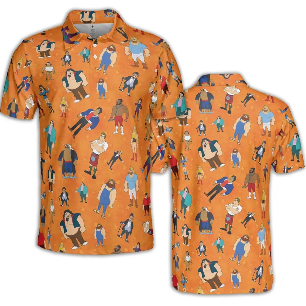 80s Hulk Rock 'n' Wrestling Characters AOP Men/Women Polo Shirt - 2