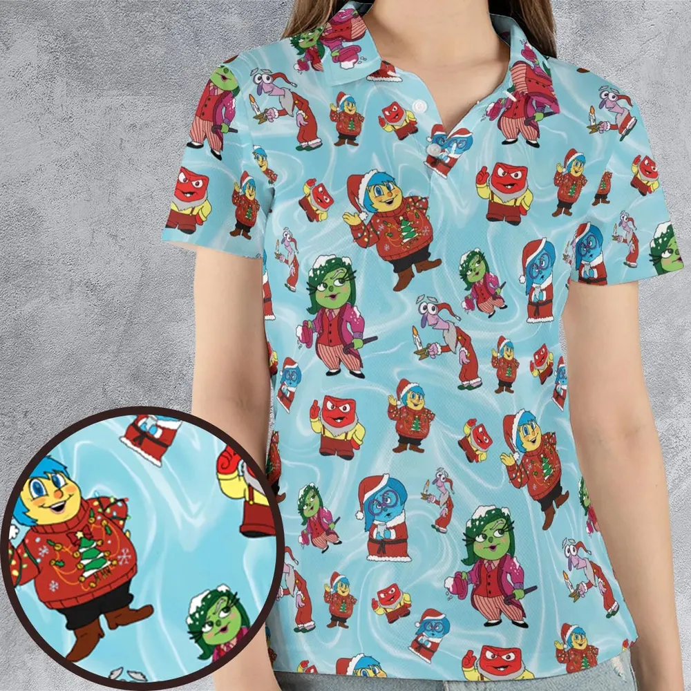 Santa's Emotion Inside Out AOP Men/Women Polo Shirt - 4