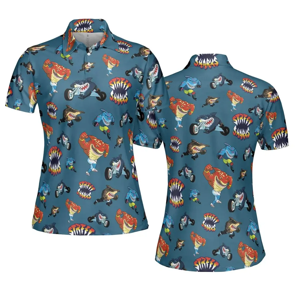 Ripster Slash Street Sharks AOP Men/Women Polo Shirt - 5
