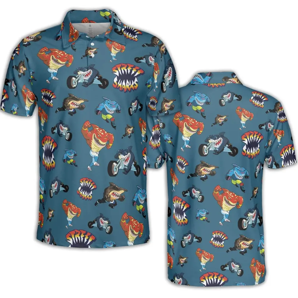 Ripster Slash Street Sharks AOP Men/Women Polo Shirt - 2