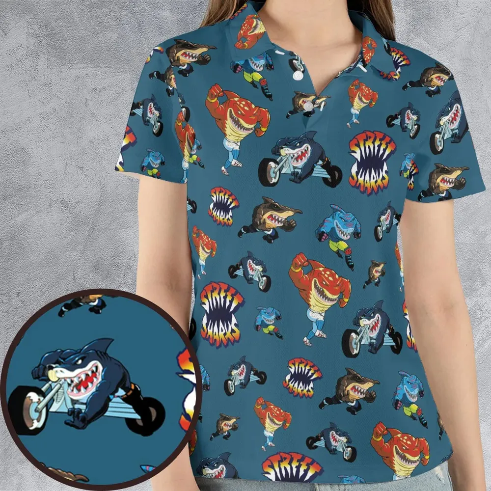 Ripster Slash Street Sharks AOP Men/Women Polo Shirt - 4