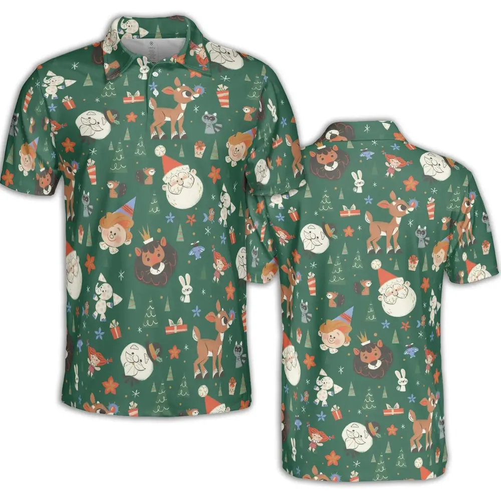 Rudolph The Red Nosed Reindeer Characters AOP Men/Women Polo Shirt - 2