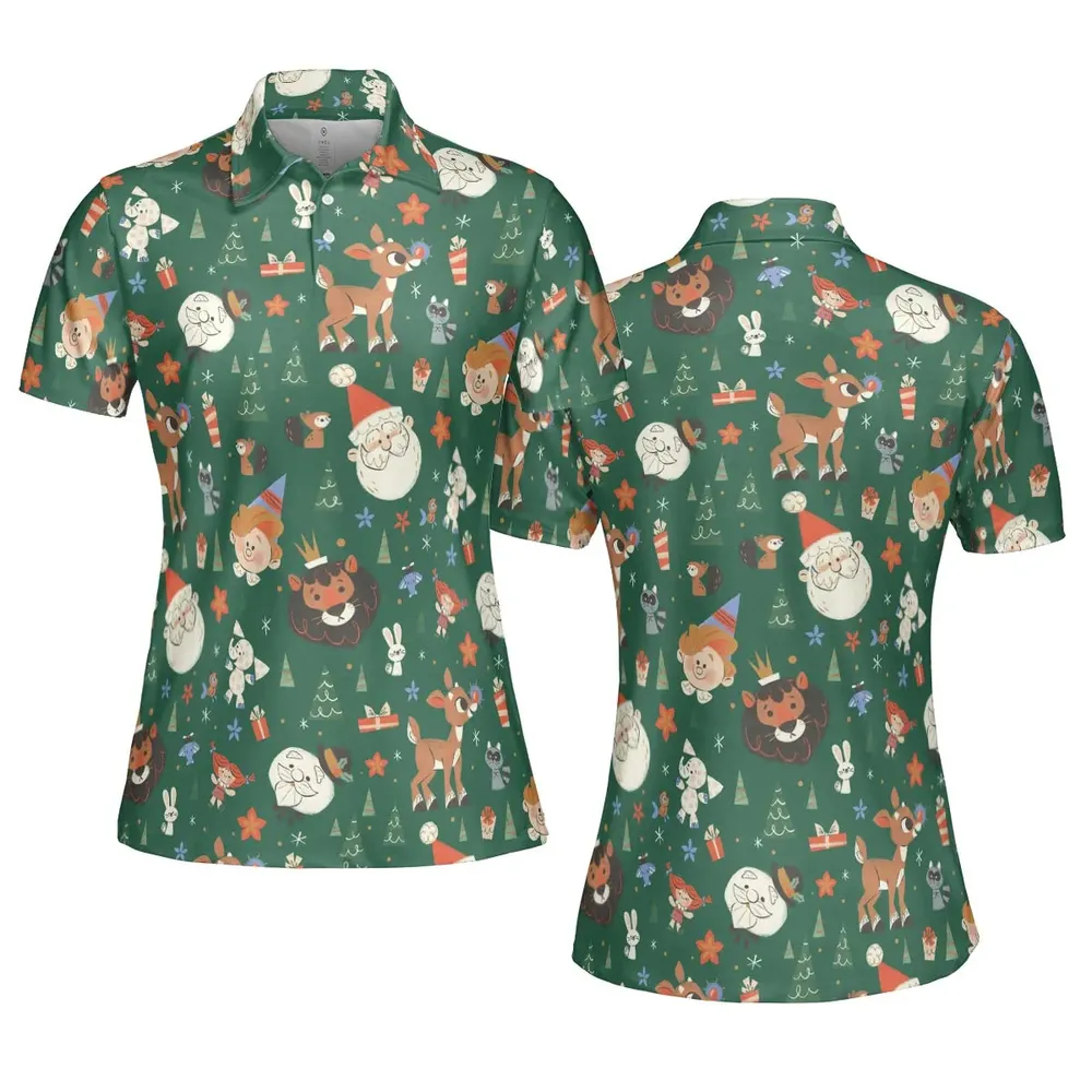 Rudolph The Red Nosed Reindeer Characters AOP Men/Women Polo Shirt - 5