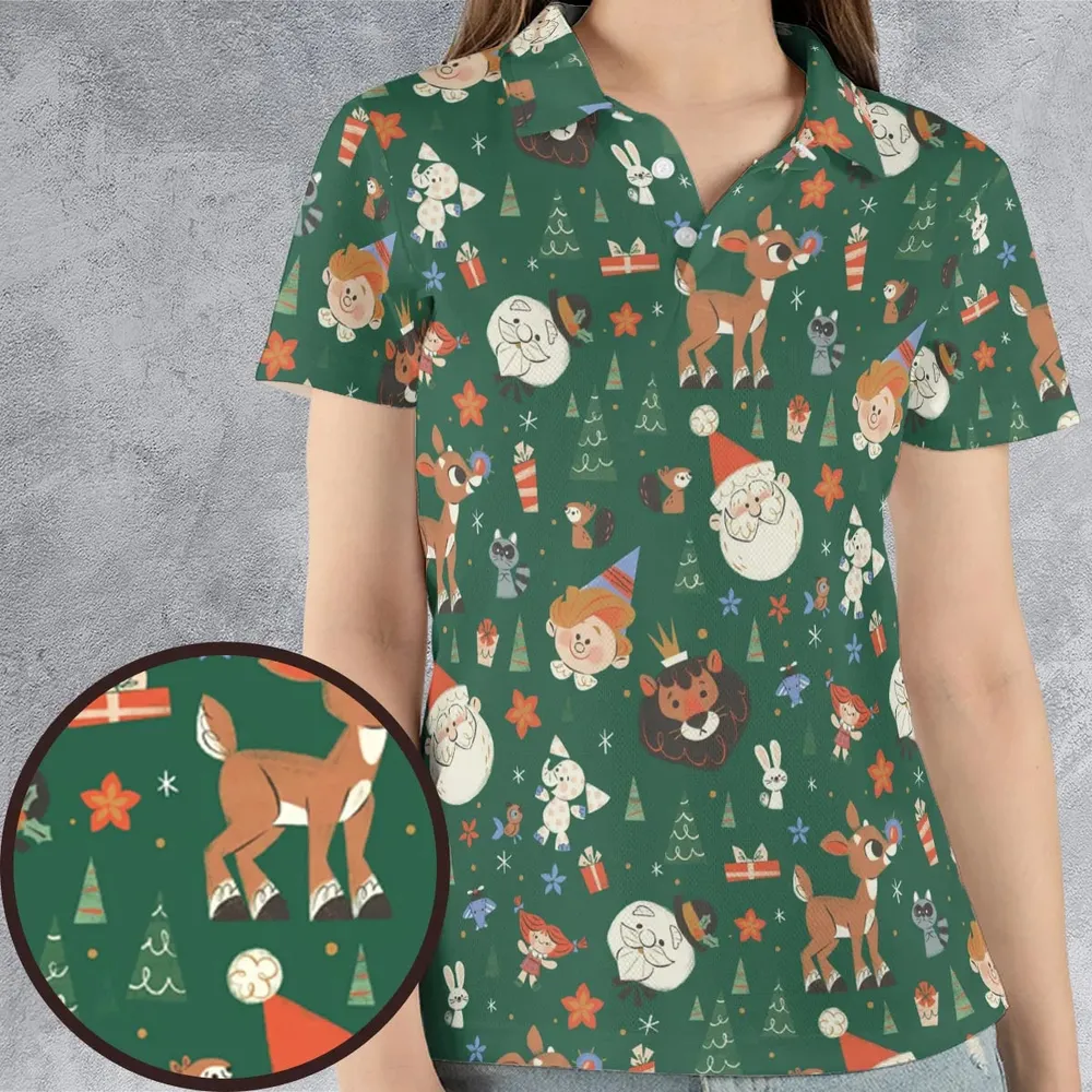 Rudolph The Red Nosed Reindeer Characters AOP Men/Women Polo Shirt - 4