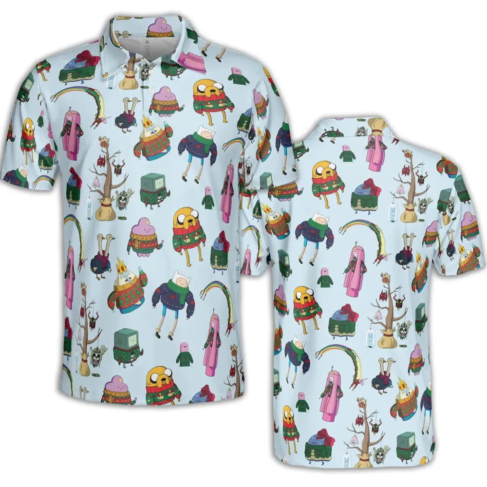 Ugly Sweater Adventure Time AOP Men/Women Polo Shirt - 2
