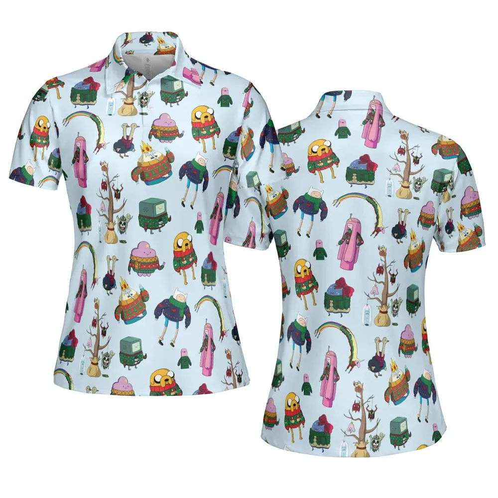 Ugly Sweater Adventure Time AOP Men/Women Polo Shirt - 5