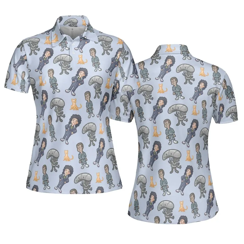 SciFi Chic Alien AOP Men/Women Polo Shirt - 5