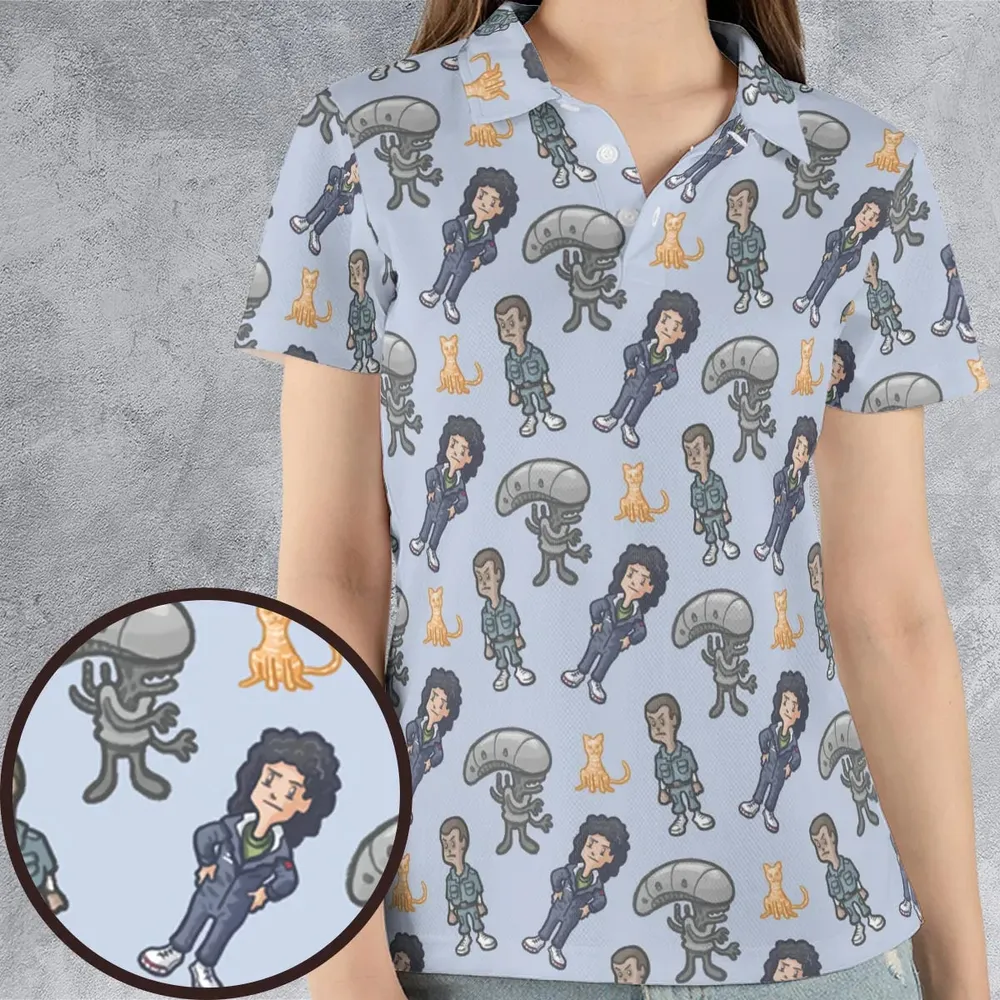 SciFi Chic Alien AOP Men/Women Polo Shirt - 4