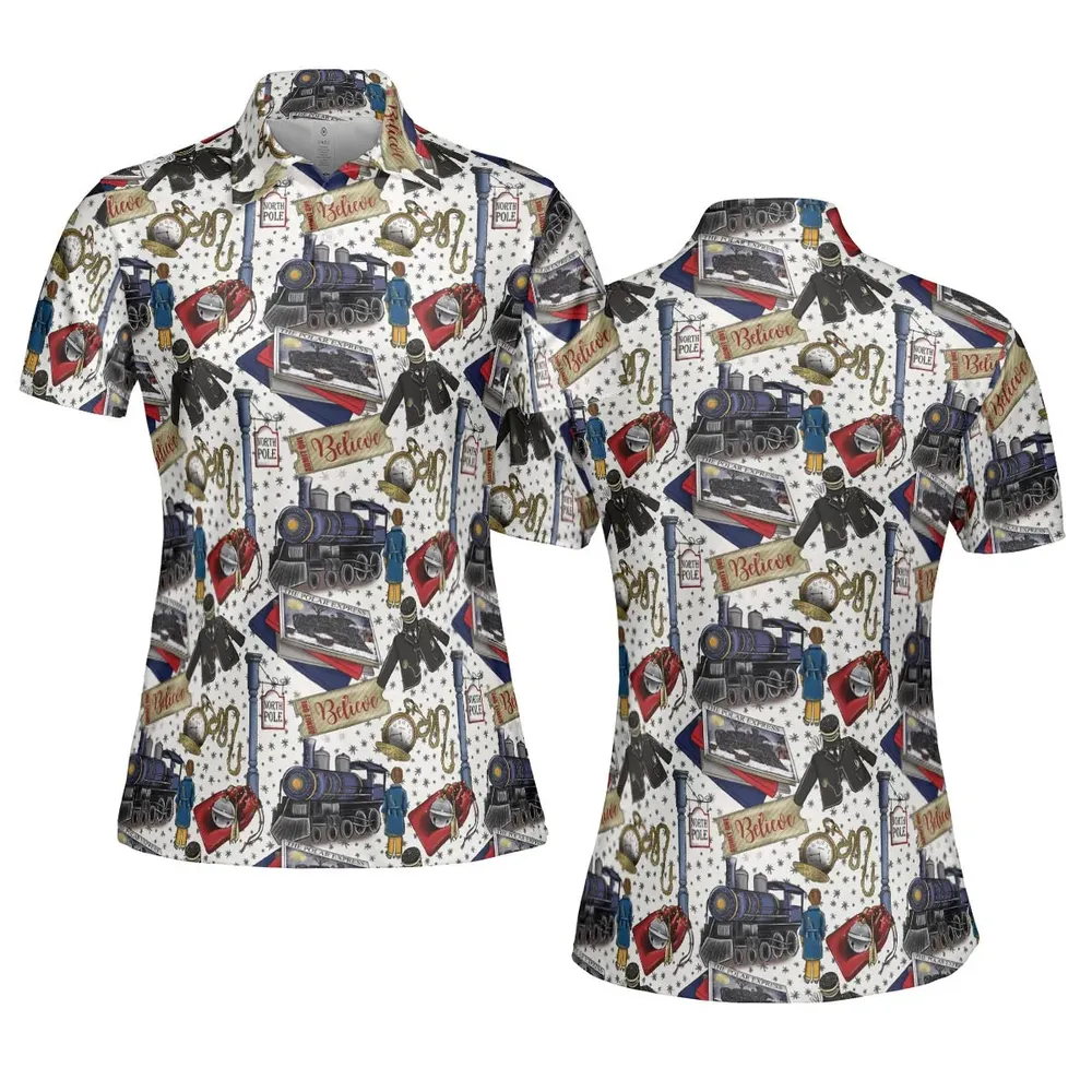 The Polar Express Christmas Movie AOP Men/Women Polo Shirt - 5