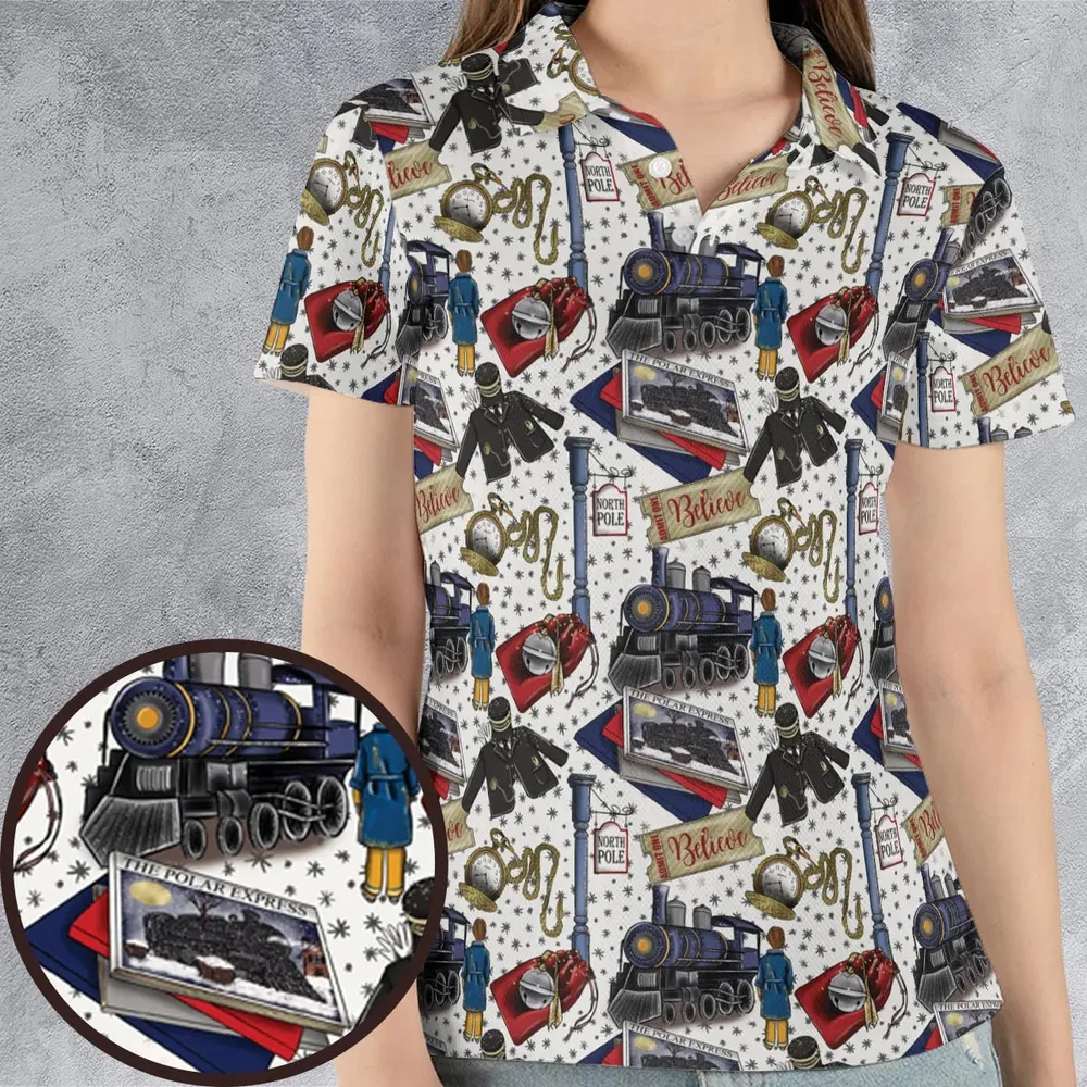 The Polar Express Christmas Movie AOP Men/Women Polo Shirt - 4