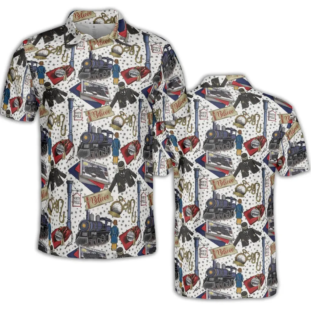 The Polar Express Christmas Movie AOP Men/Women Polo Shirt - 2