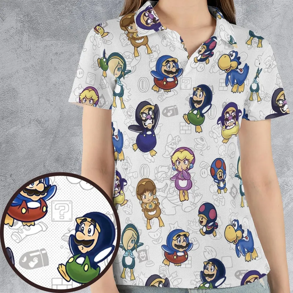 Penguin Party Super Mario AOP Men/Women Polo Shirt - 4