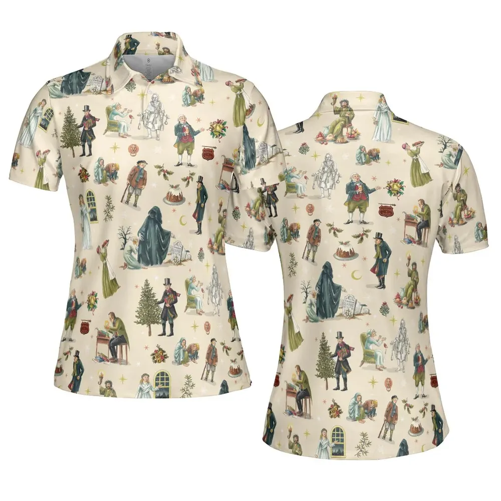 A Christmas Carol Characters Pattern AOP Men/Women Polo Shirt - 5