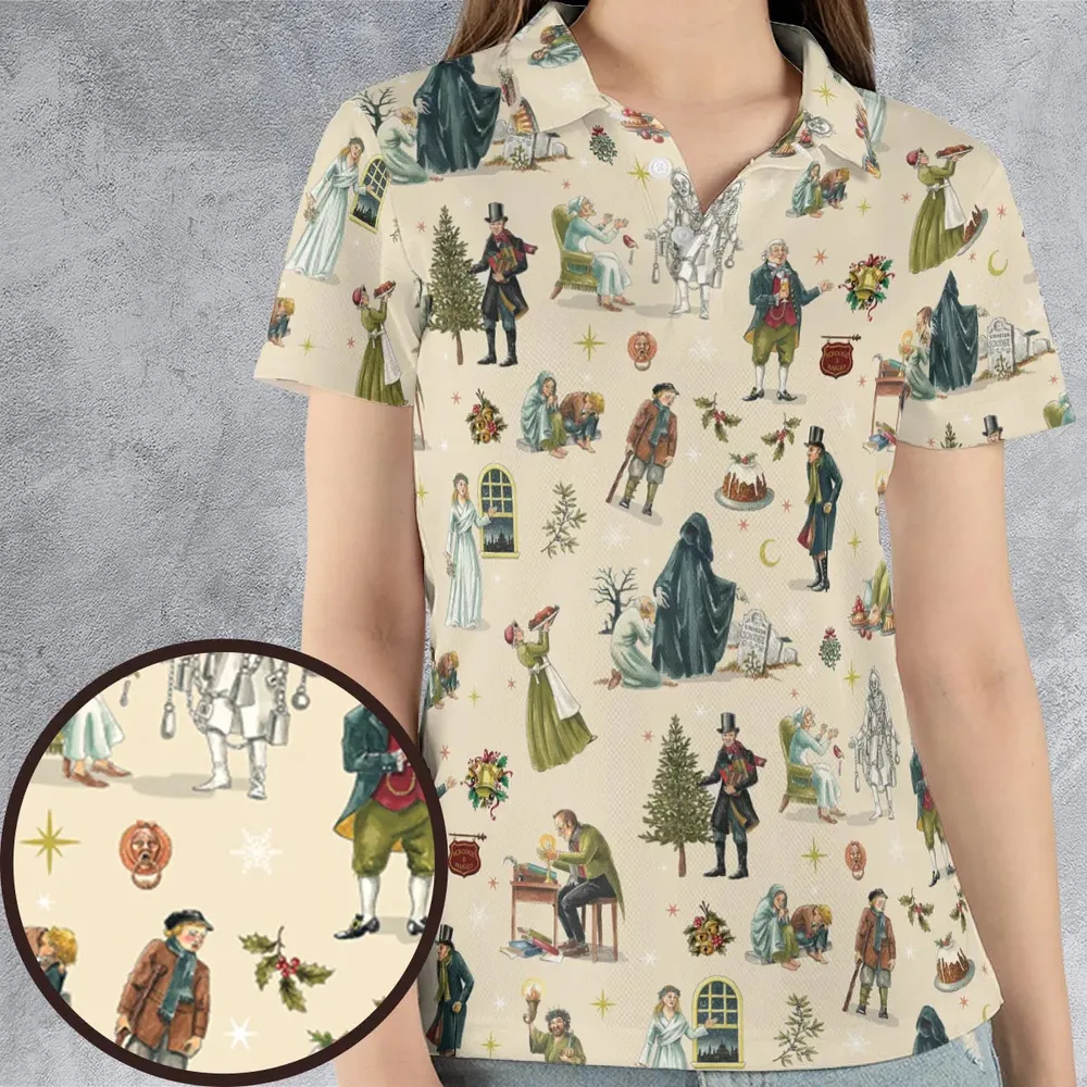 A Christmas Carol Characters Pattern AOP Men/Women Polo Shirt - 4