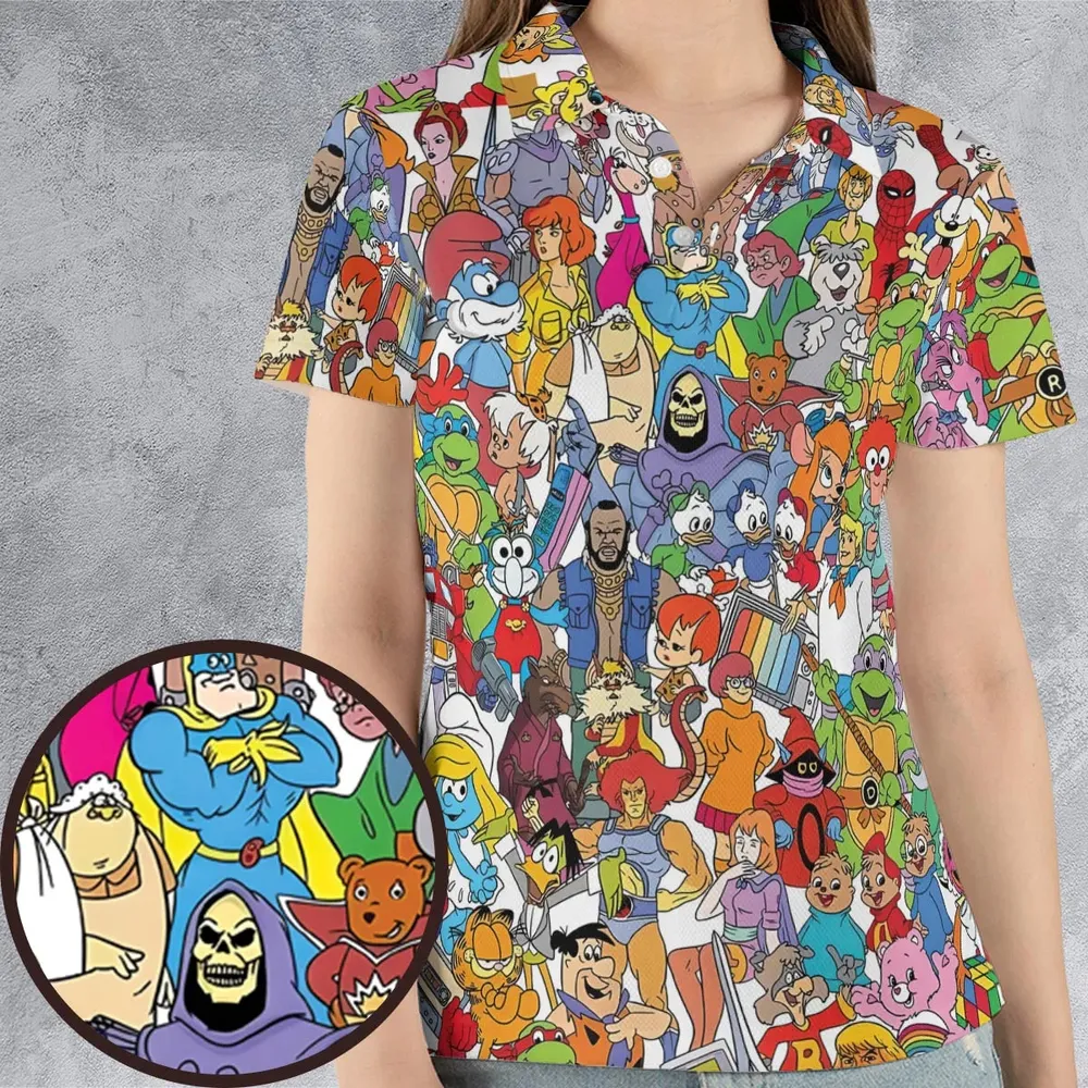 90s Cartoon Legends AOP Men/Women Polo Shirt - 4