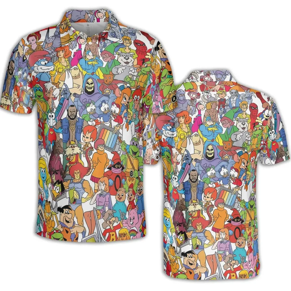 90s Cartoon Legends AOP Men/Women Polo Shirt - 2