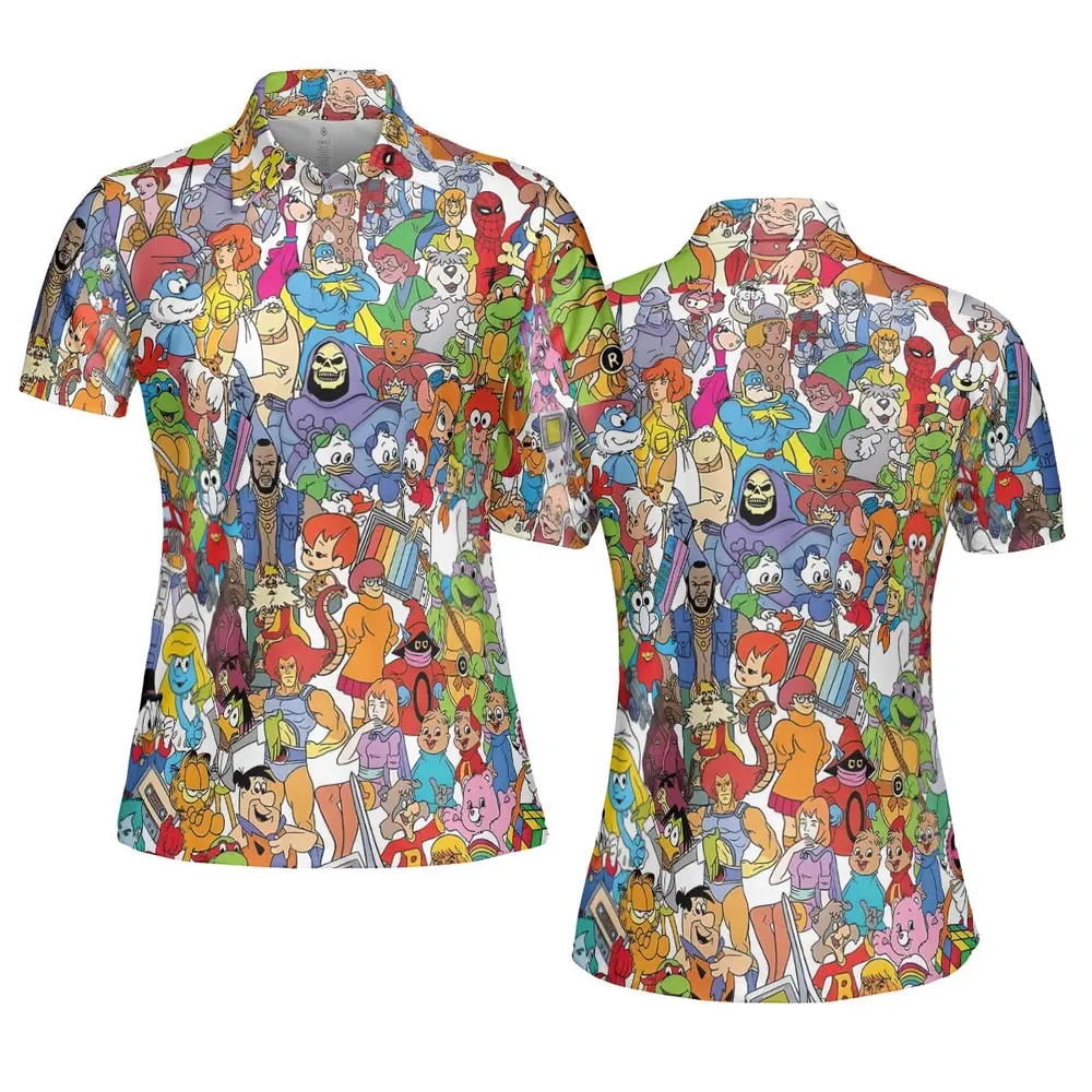 90s Cartoon Legends AOP Men/Women Polo Shirt - 5