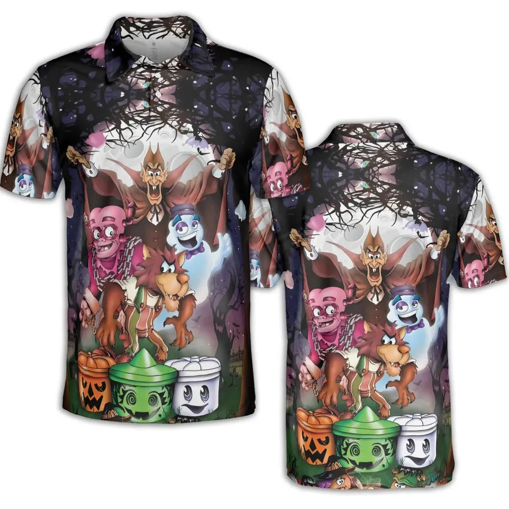 Halloween Food Mascot Themed AOP Men/Women Polo Shirt - 2