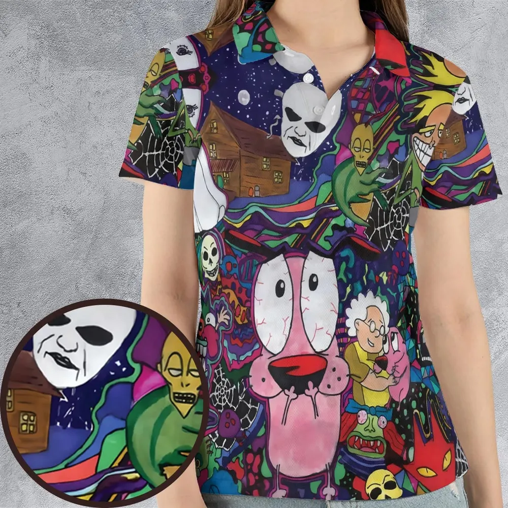 Horror Characters Cowardly Dog AOP Men/Women Polo Shirt - 4